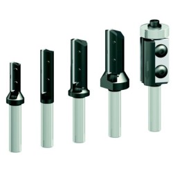 5-piece router bit set with knives made of hard metal with the following diameters: 8mm, 10mm, 12mm, 14mm, and 19mm, right-hand 