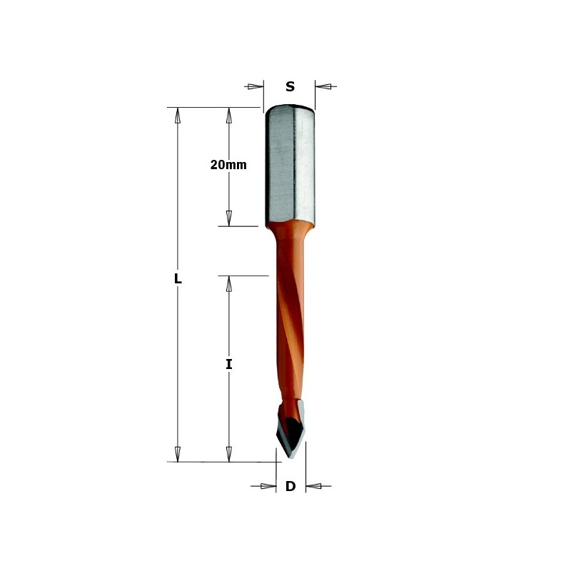 THROUGH HOLE DOWEL DR. HW D- 8X43X70 S- 8X20 RH