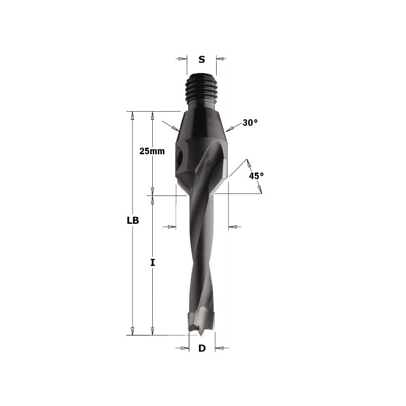 DOWEL DRILL W-C.SINK HW D- 6X20 S-M10-30 RH