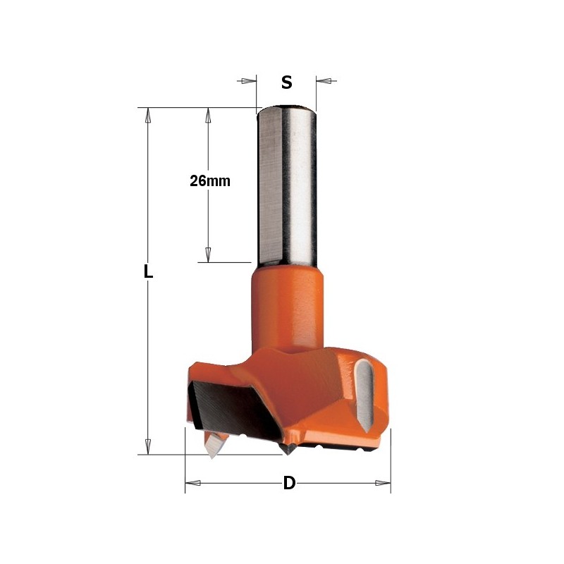 Siin on hinge puurimisotsik koos karbiiharuga, mille suurus on 10x26 mm ja lõikeotsa suurus on 35x57,5 mm. Sellel on 2+2 tera pa