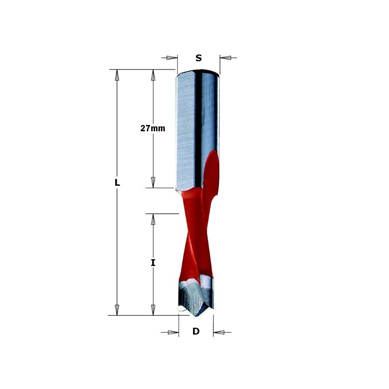 DOWEL DRILL HW SMG D- 5 X27X57,5 S-10X27 LH