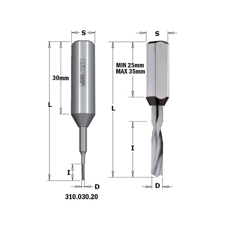 SOLID HW DOWEL DRILL D-8X57.5 S-10X27 LH