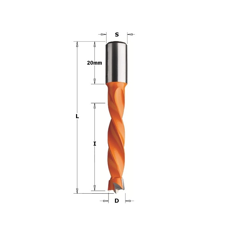 DOWEL DRILL HW D- 5 X43X70 S-10X20 LH