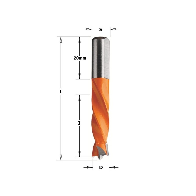 Сверло для шкантов HWM S-8X20 D-3X55,5 RH