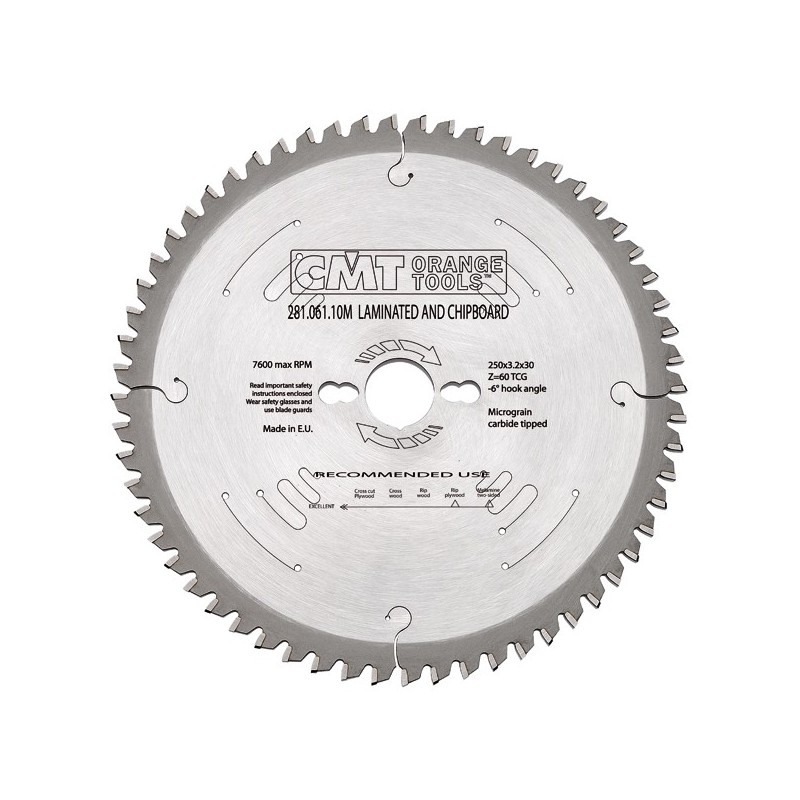 LAMINATED AND CHIPBOARD SAW BLADE D-260X2.5-1.8X30 Z-64 TCG -3 NEG.