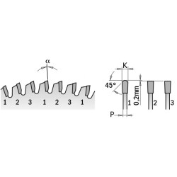 LAMINATED AND CHIPBOARD SAW BLADE D-260X2.5-1.8X30 Z-64 TCG -3 NEG.