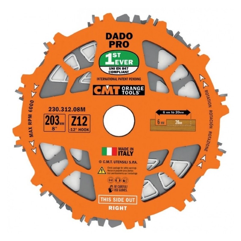 PRECISION DADO SAW BLADE 6 HW D- 152x3,2x15,87 Z-20 FTG+ATB