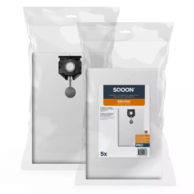 Dulkių maišeliai Kärcher NT40/1 - NT50/1 Serija PRO, 5 vnt., flisas