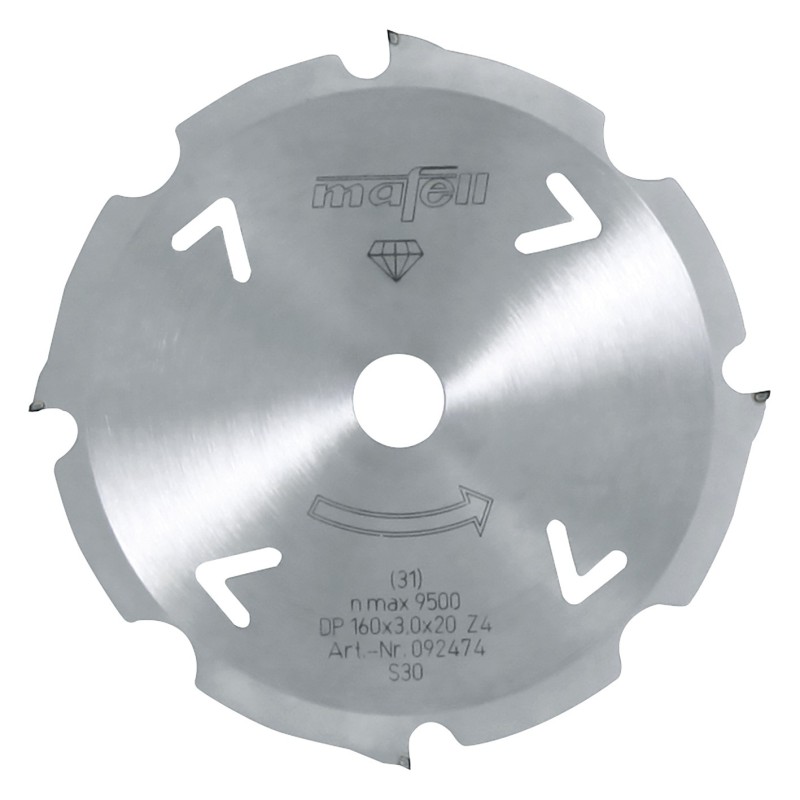 Mafell 160 mm saeketas – 4 trapetsihammast, tsementkiudplaatidele Mafell 160 mm saeketas – 4 trapetsihammast, tsementkiudplaatidele