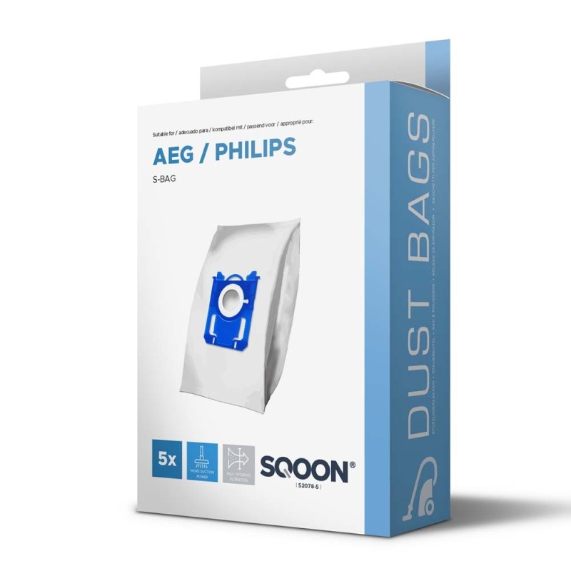 Philips Standard 3-D dulkių maišeliai - flisas, 5 vnt.