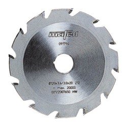 TCT cutting blade for grooves, elliptical, 12 teeth, 120 x 3.6 x 20
