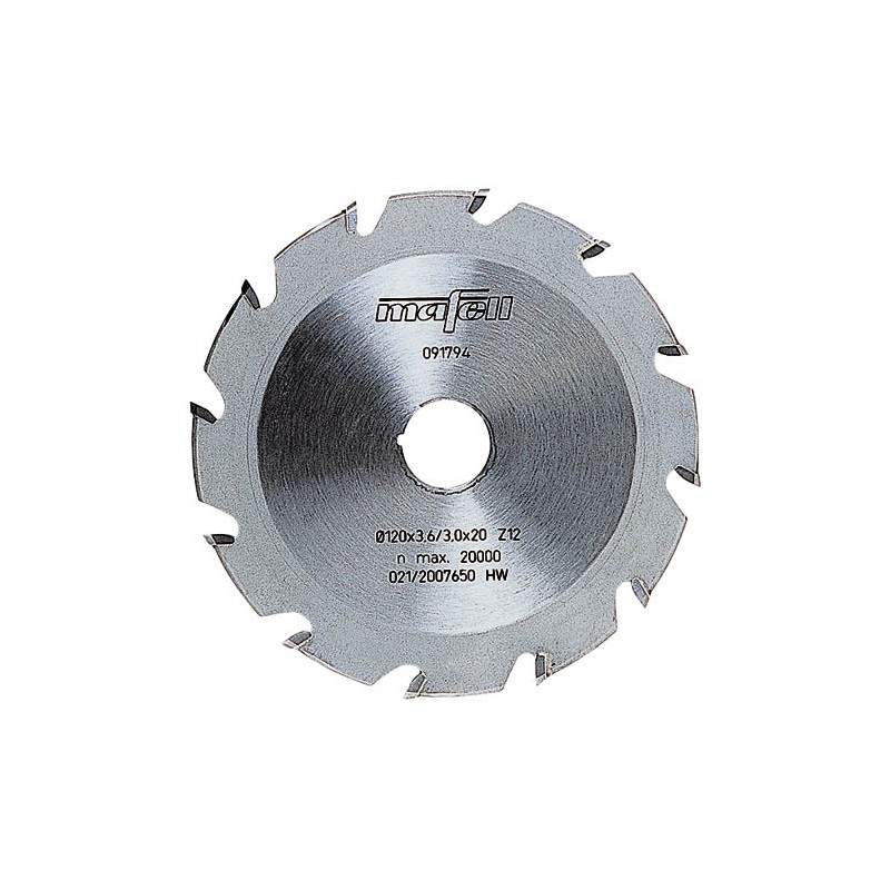 TCT cutting blade for grooves, elliptical, 12 teeth, 120 x 3.6 x 20