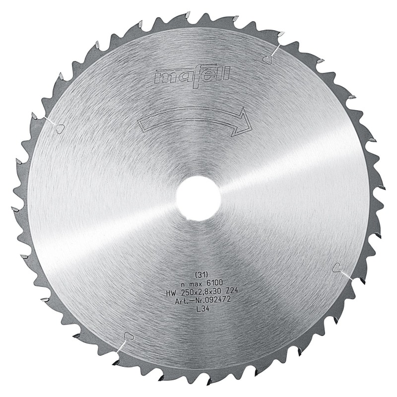 TCT saw blade, 250 x 1.8/2.8 x 30 mm, 24 teeth, AT for ripping