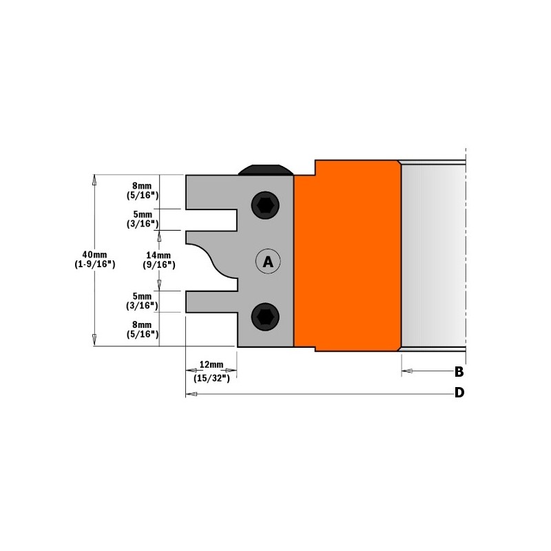 Pair of profile knives HM 40 x 25 x 2 mm, C