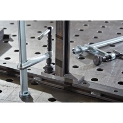 Clamping element for welding tables with special pressure plate TWM28 300-120