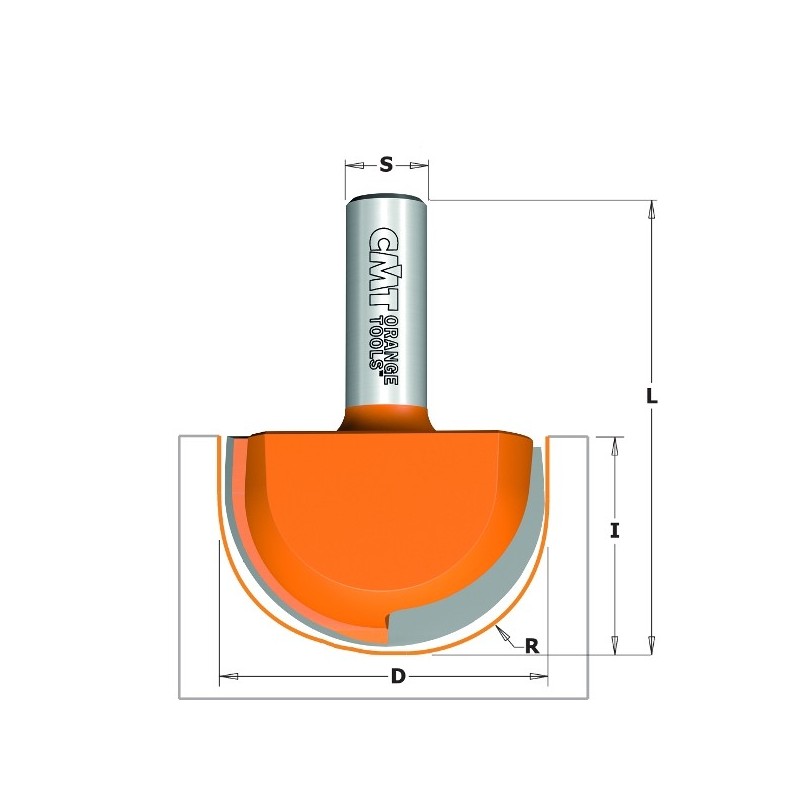 Ümara otsaga otsfrees HM S-12 D-38,1x31,75 R-19,05