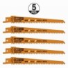 5 SABRE SAW BLADES FOR WOOD-METALS BIM 150x4,3x6TPI