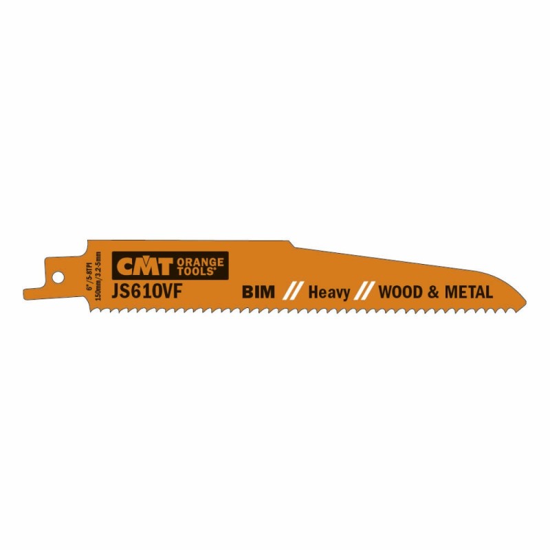 5 SABRE SAW BLADES FOR WOOD-METALS BIM 150x3,2-5x5-8TPI