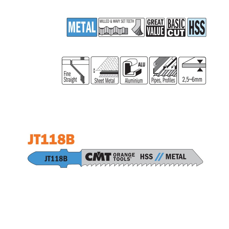 Tikksaelehed, 5 tk HSS 76x2x12TPI METAL-STRAIGHT-FINE