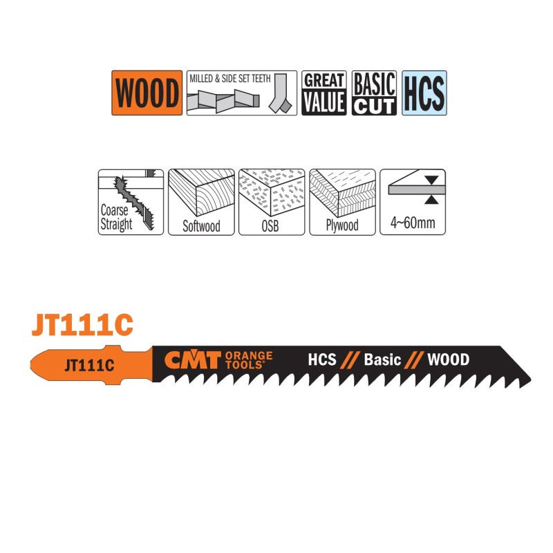 Tikksaelehed, 5 tk HCS 100x3x8TPI WOOD-STRAIGHT-COARSE