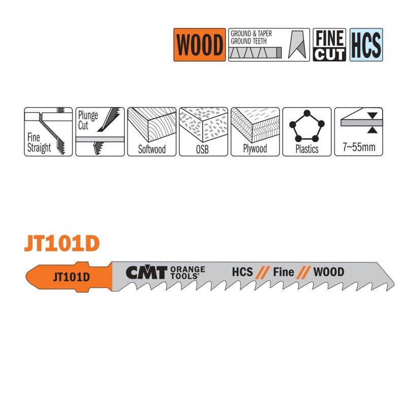 Tikksaelehed, 5 tk HCS 100X4X6TPI WOOD-STRAIGHT-FINE