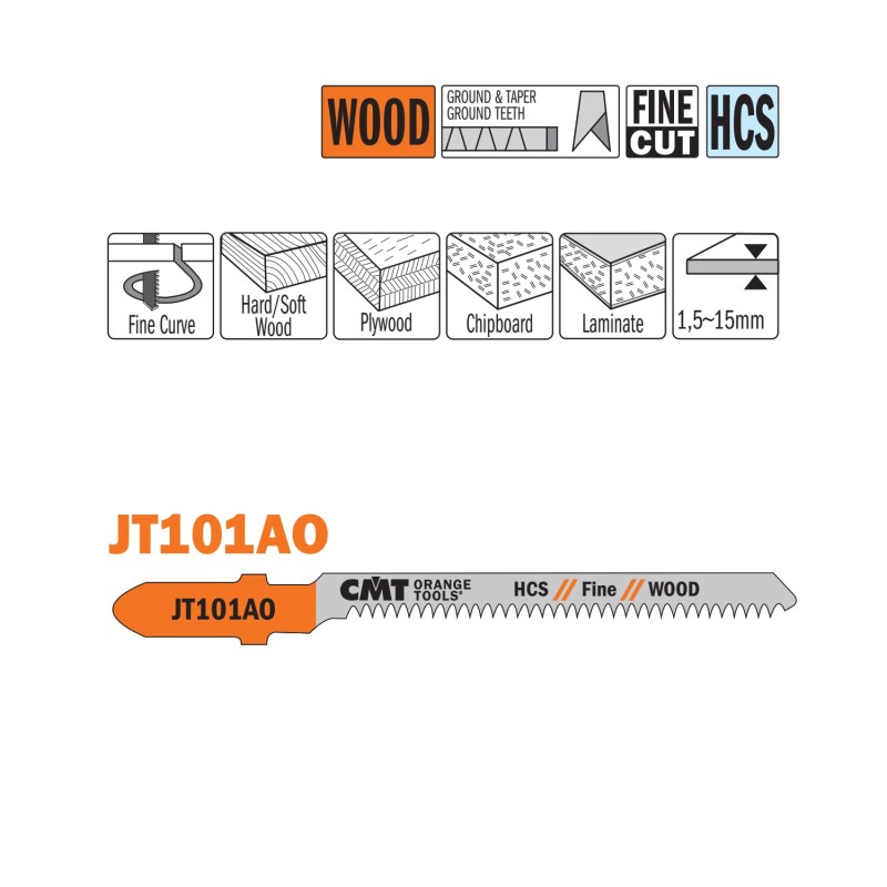 Tikksaelehed, 5 tk HCS 76x1.4x20TPI WOOD-CURVE-FINE