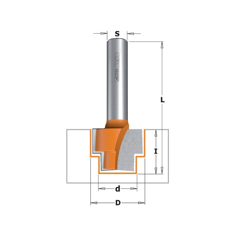 STEPPED REBATE ROUTER BIT HM D-12,7x6,35-19x9,5 L-50,8 RH Z2