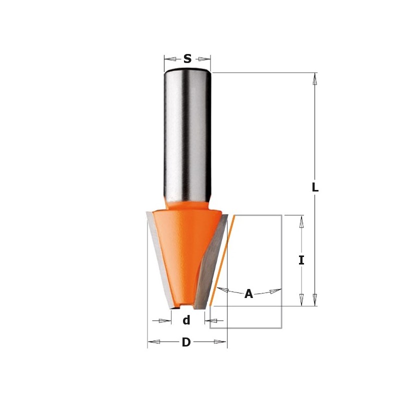 HM SOLID SURFACE BEVEL BIT S-12,7 D-9,5-23X25,4