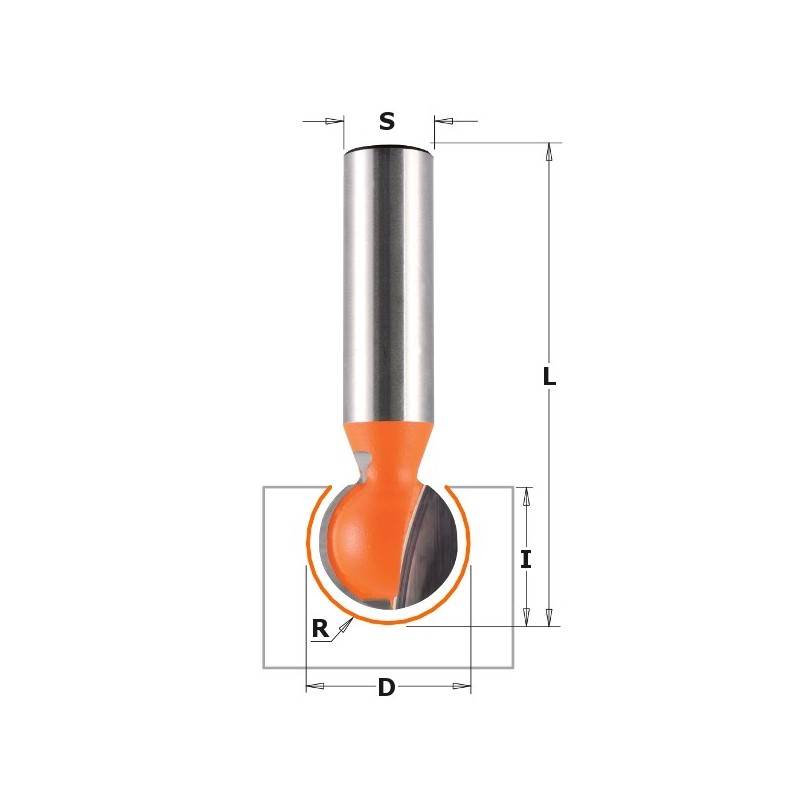 HM BALL END BIT Z2 S-12,7 D-25,4X23,5X70 R-12,7