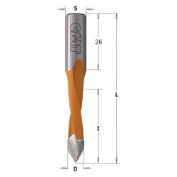 DOWEL DRILL FOR THROUGH HOLES HW S-10x26 D-6,5X44X77 LH
