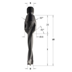 Tüüblipuur, versengiga HM D-8x50 S-M10-30 LH