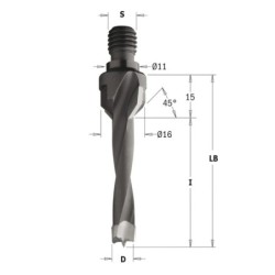 Tüüblipuur, versengiga HM D-12x40 S-M10-11 RH