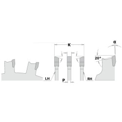 DADO saeketta komplekt D-152x6.35-20.64x15.87 mm Z20 -12 Neg. FLAT+ATB