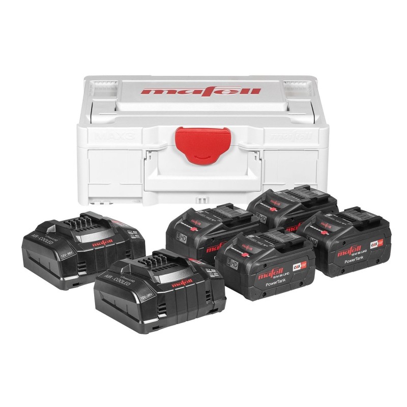 MAFELL Power-Set 5 – 4 × 18 M 99 LiHD akumulatori, 2 × APS M+ un MAX3