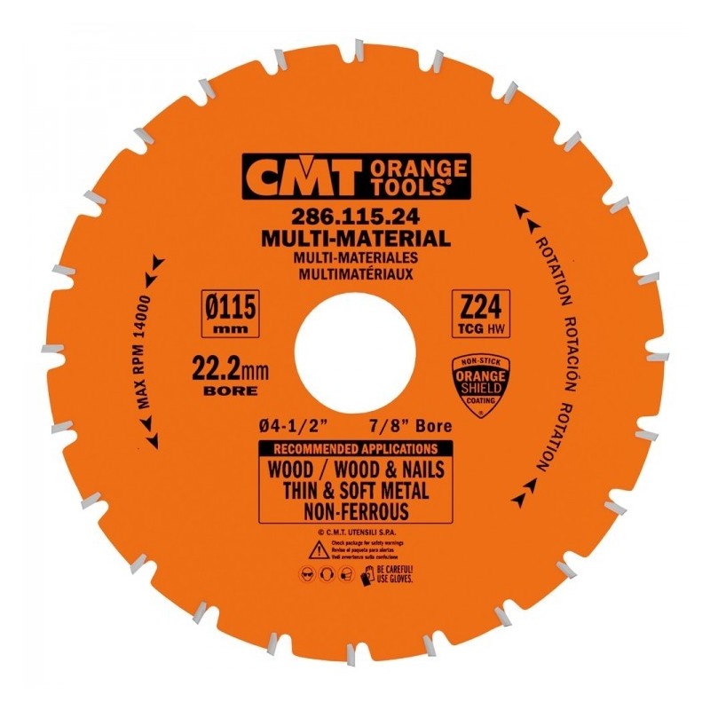 ANGLE GRINDER SAW BLADE HW 115x2.4-1.8x22.23 Z24 TCG