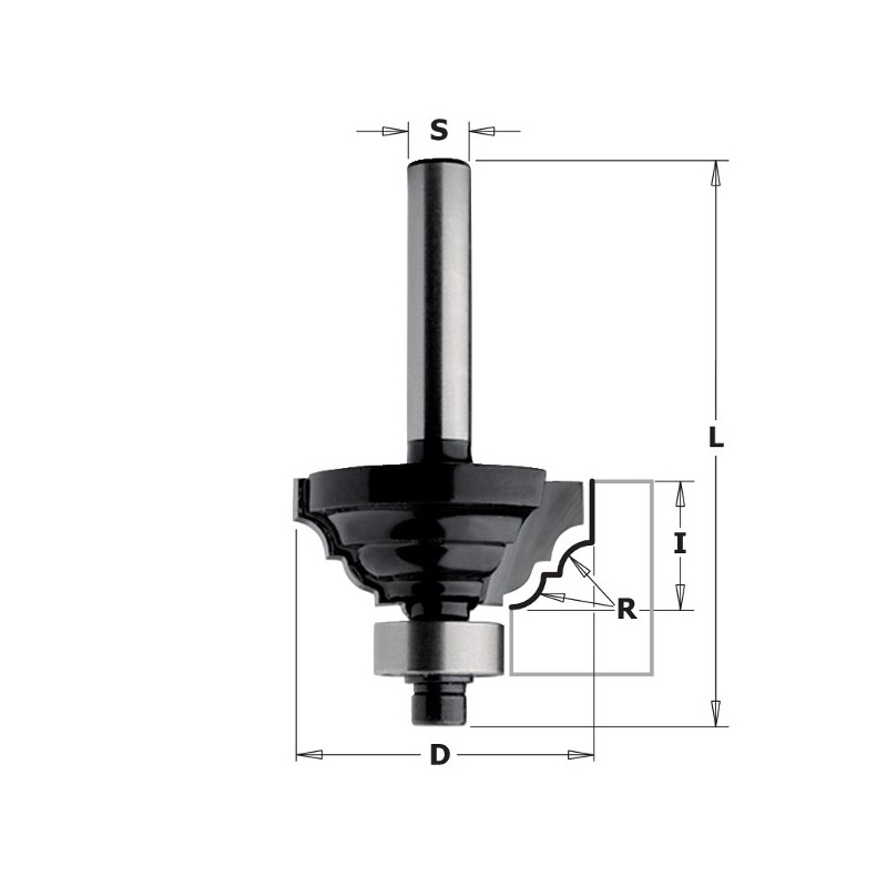 PLUNGE OGEE BIT W-BRNG HW Z2 S-8 D-42.9x18x60 R-6.3 RH