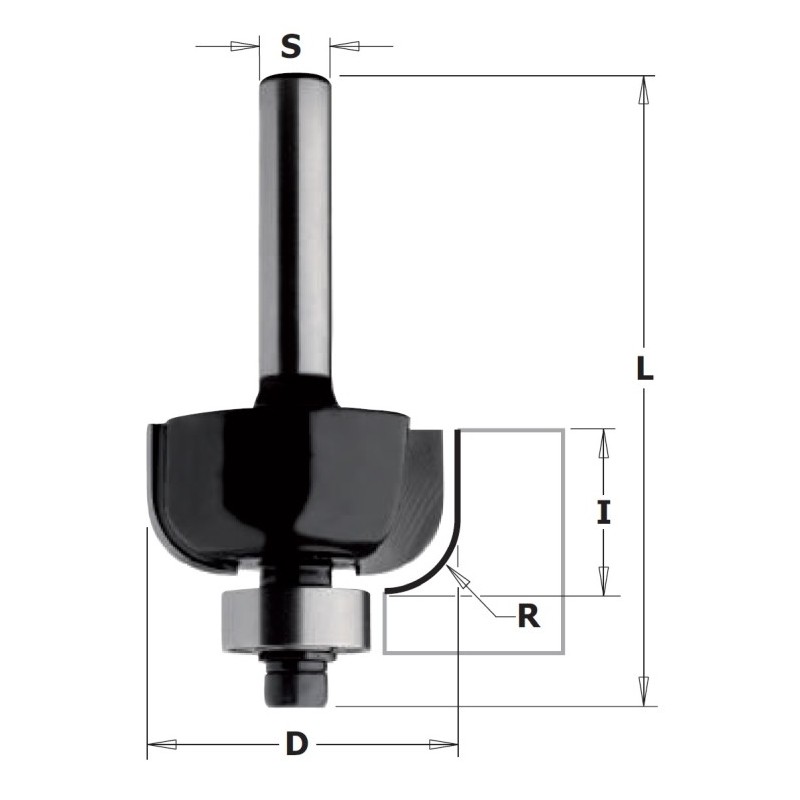 ROUND NOSE BIT W-BRNG HW Z2 S-8 D-31.8x14x56 R-9.5 RH