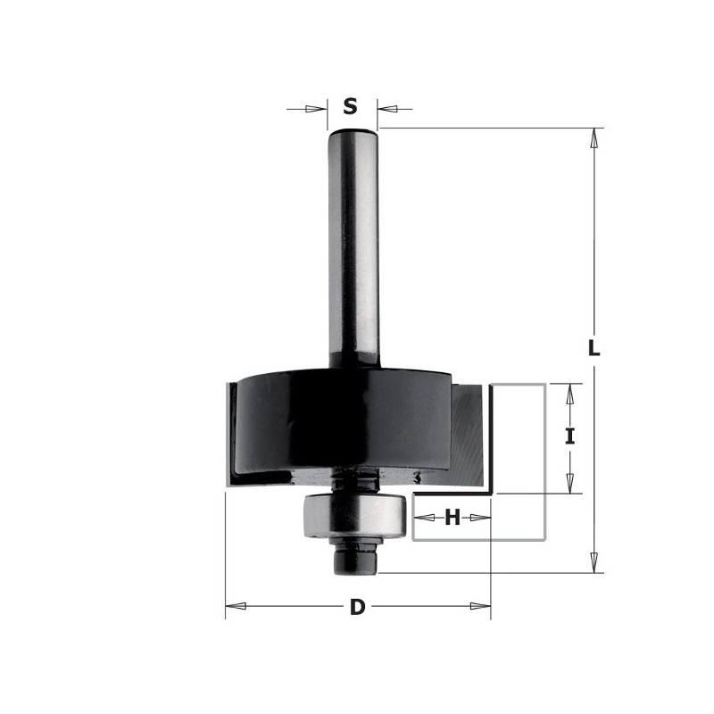 RABBETING BIT W-BRNG HW Z2 S-8 D-31.8x12.7x54 H-9.5 RH