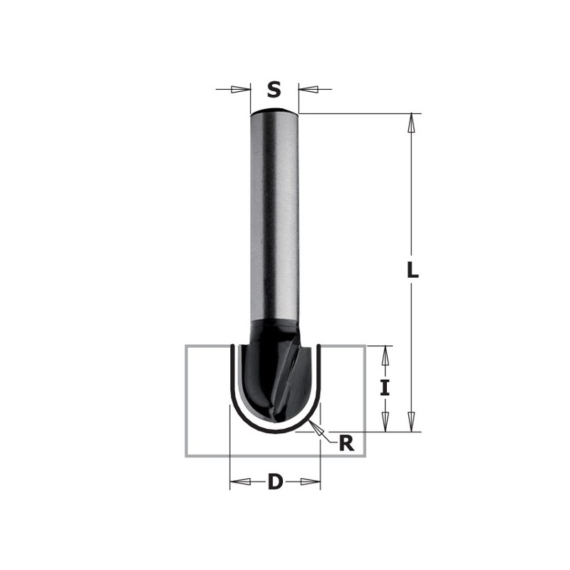 ROUND NOSE BIT HW Z2 S-8 D-6x9.5x40 R-3 RH