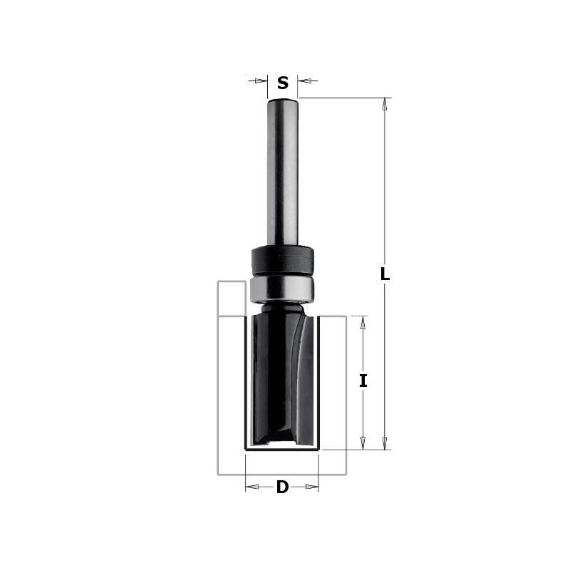 STRAIGHT ROUTER BIT W-BRNG HW Z2 S-8 D-16x25.4x70 RH