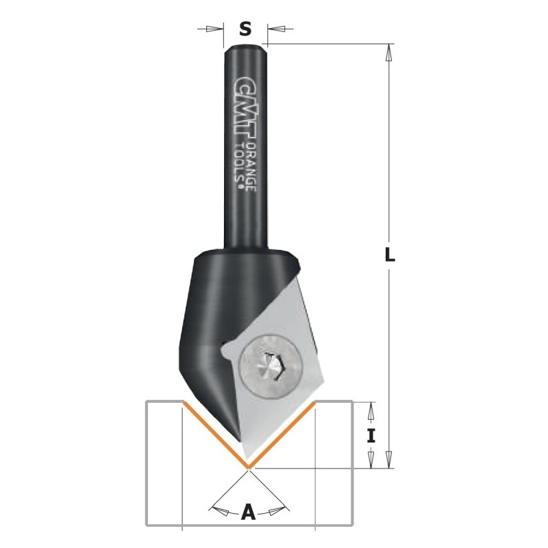 ROUTER BIT PROFILIS V 90 W- PEILIUKAI HW Z1 S-6.35 D-23X11X60 DEŠINĖS RANKOS