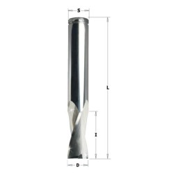 SOLID CARBIDE UPCUT SPIRAL BIT FOR ALUMINUM Z2 RH HWM D-16x25x82 RH