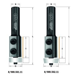 Kietos paviršiaus flush apdailos bitas su įdėklais HW S-12 D-19,05x30x83 dešinysis