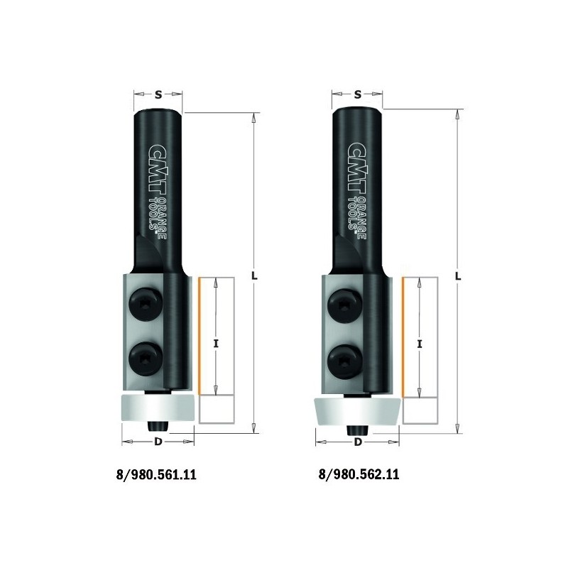 SOLID SURFACE FLUSH TRIM BIT W- INSERT KNIVES HW S-12,7 D-19,05x30x83 RH