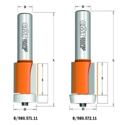 SOLID SURFACE FLUSH TRIM BIT W-BRNG HW S-12 D-22x25,4x78 RH