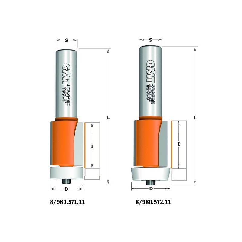 SOLID SURFACE FLUSH TRIM BIT W-BRNG HW S-12 D-22x25,4x78 RH