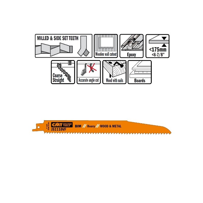 20 SABRE PJAUNAMŲJŲ DISKŲ MEDIENAI-METALUI BIM 225x3.2-5x5-8TPI SS-MILLED