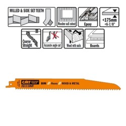 5 SABRE SAW BLADES FOR WOOD-METALS BIM 225x3,2-5x5-8TPI