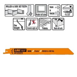 5 SABRE SAW BLADES FOR WOOD-METALS BIM 200x2,1-3,2x8-12TPI