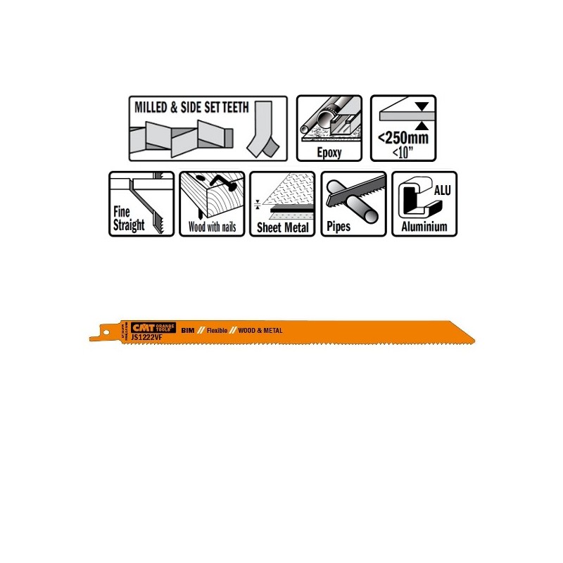 5 SABRE SAW BLADES FOR WOOD-METALS BIM 300x1,8-2,6x10-14TPI